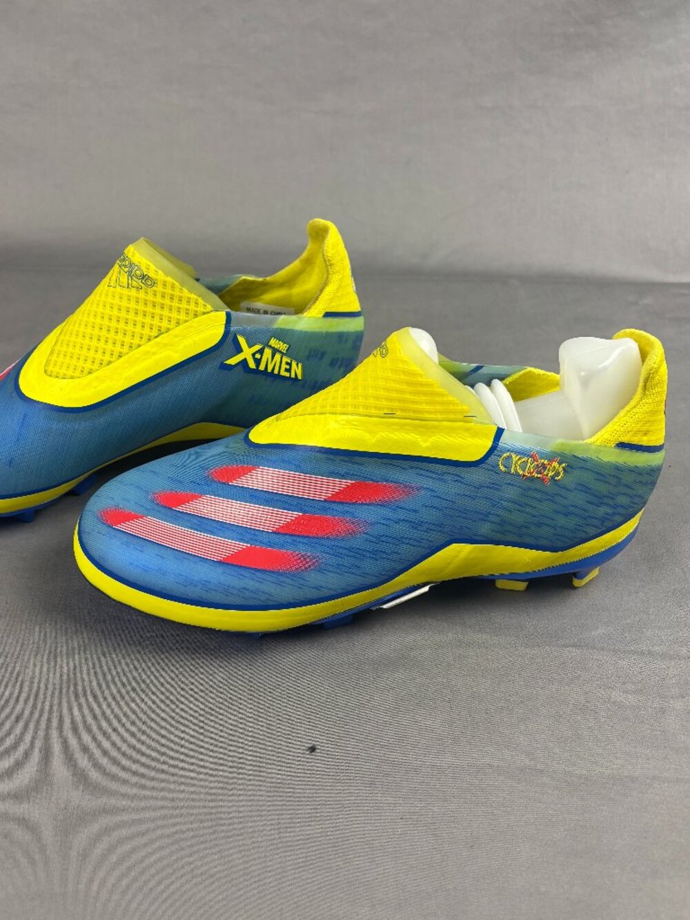 Marvel Cyclops Adidas X Ghosted+ FG Blue Yellow Soccer Cleats Size 1 US